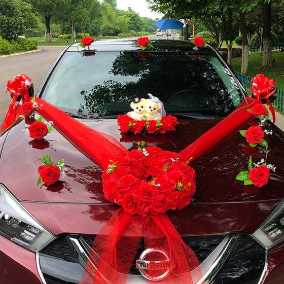 Roses Bridal Car Decorations Wedding Car Flower Car Headflower