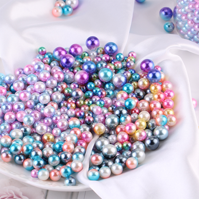 Mixed Size 3/4/5/6/8mm With Hole Colorful Pearls Beads Round