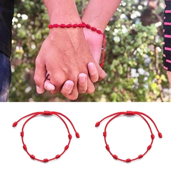 2pcs 7 Knots Red String Bracelet For Protection Evil Eye Good Luck Amulet  For Success And Prosperity Friendship Bracelet