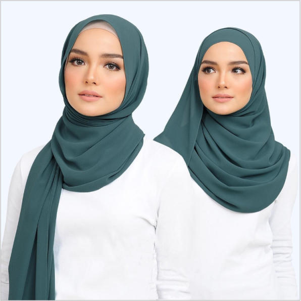 PIKADINGNIS 90cm Stitching Stitch Plain High Quality Premium Heavy Chiffon  Hijab Scarf Malaysian Womens Scarves Hijabs Long Shawl Shawls 