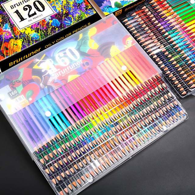 Brutfuner 48/72/120/150/160/180Colors Pencils Professional Oil Wood Soft  Watercolor Pencil For School