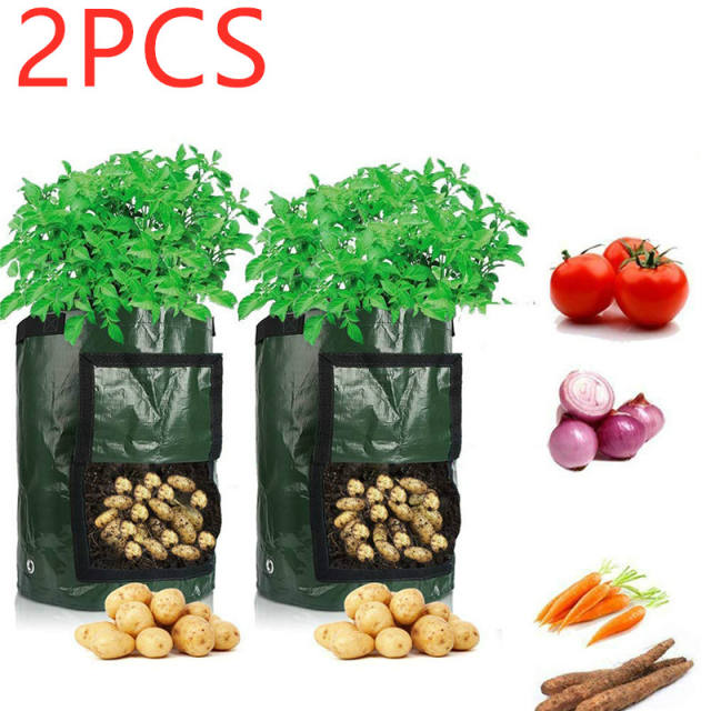 2pcs Garden Potato Grow Bags Planter PE Cloth Vegetable Pot