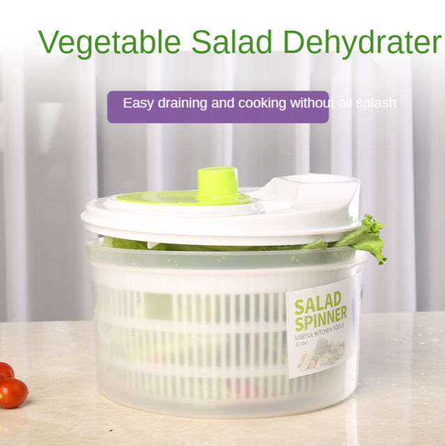 Kitchen Salad Spinner Manual Lettuce Dryer Veggie Washer with Long