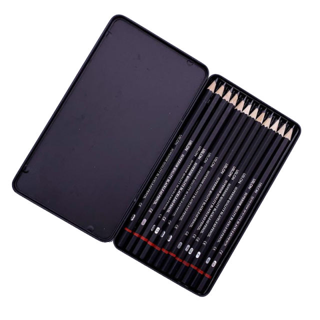 12pcs/Box USLON Pencils Set Iron Box HB H B F 2H 2B 3B 4B 5B 6B 7B 8B Wood Drawing  Pencils for School Artist Sketch Pencils