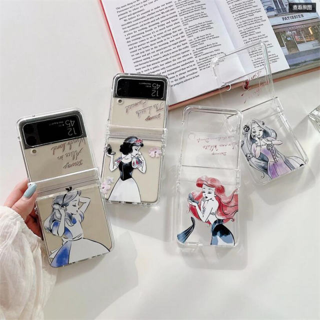 Disney Princess Case For Samsung Galaxy Z Flip3 5g Soft Coque Z Flip 3 Transparent Phone Cover Shell Zflip3 Funda Cover