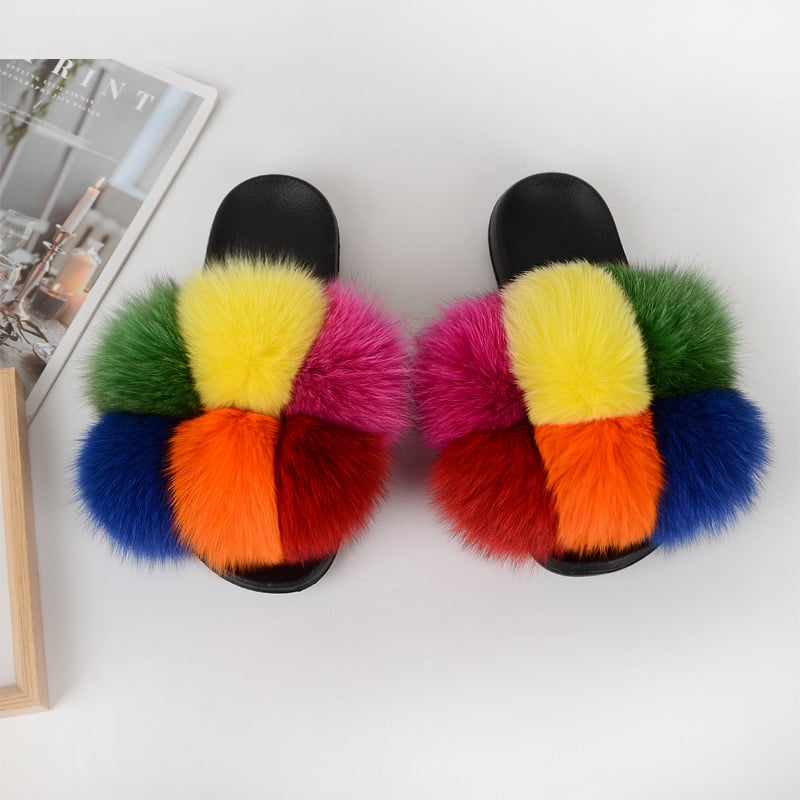 Real fur slides online wholesale