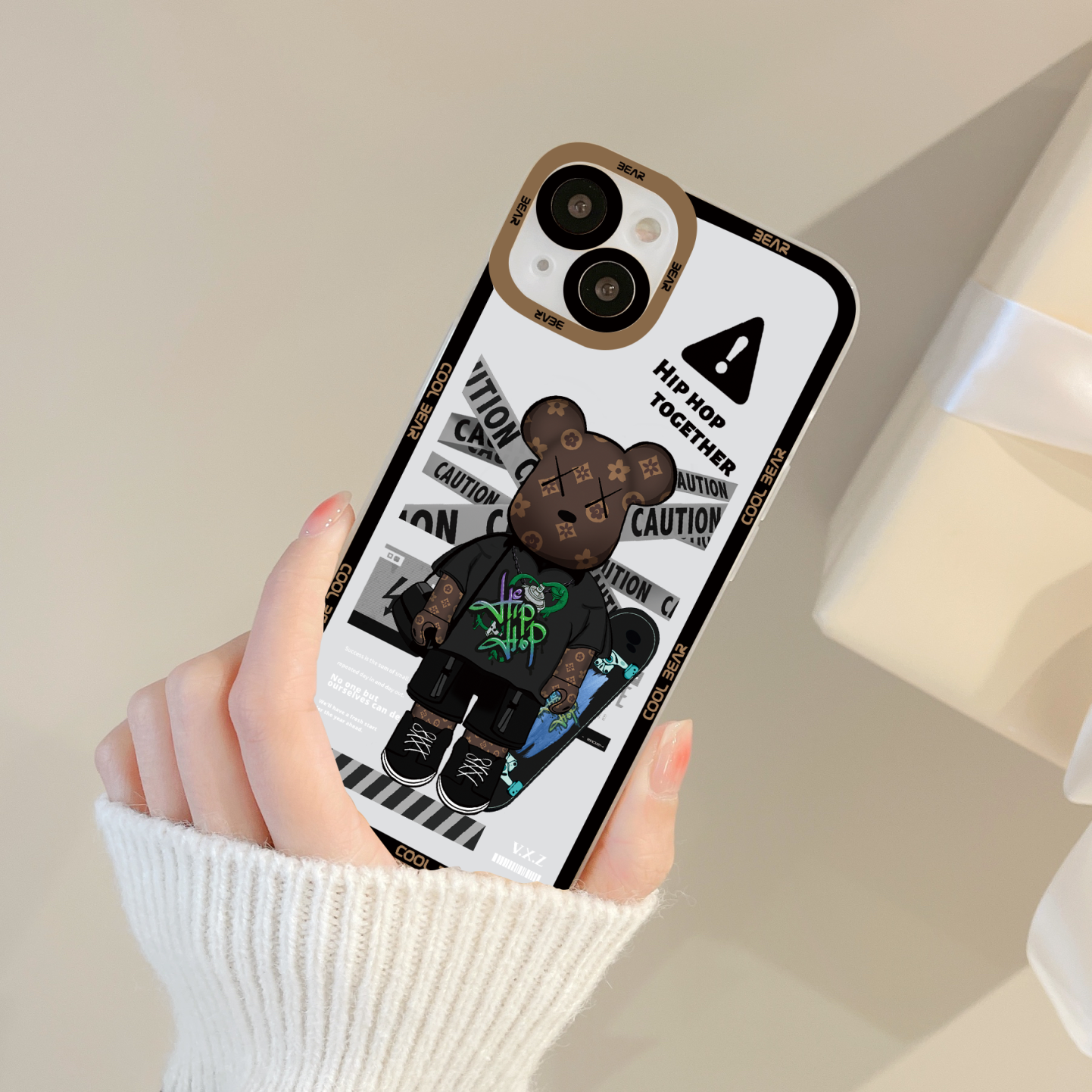 Angel Eyes-Tide Brand Trend Violent Bear Soft Silicone Phone Case for iPhone  7 8 plus x xr xs max 11 12 13 pro max Back Cover