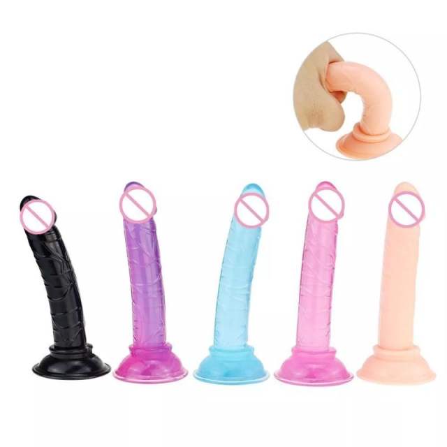 Porno Mini Jelly Dildo For Woman Small Penis Sex Toy Sucker Penis Crystal  Transparent Quality TPE Sex Toys Female Sex Shop