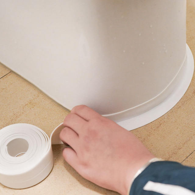 Bathroom Shower Sink Bath Sealing Tape Strip White PVC Self