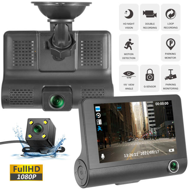 4.0In Dash Cam Car DVR HD 1080P Dual Lens Video Recorder Black Box Driving