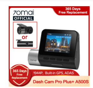 70mai Dash Cam Pro Plus A500S Built-in GPS 70mai A500S PLUS Car DVR 1944P  Speed Coordinates ADAS 24H Parking Support Rear Cam