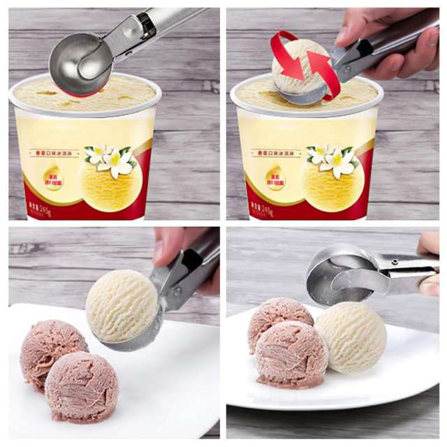 Kitchen Accessories Ice Cream Scoop 3 Size Stainless Steel Spring Handle  Watermelon fruit ice cream Ball