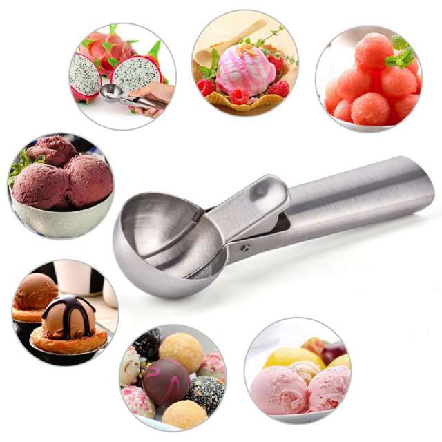 Kitchen Accessories Ice Cream Scoop 3 Size Stainless Steel Spring Handle  Watermelon fruit ice cream Ball