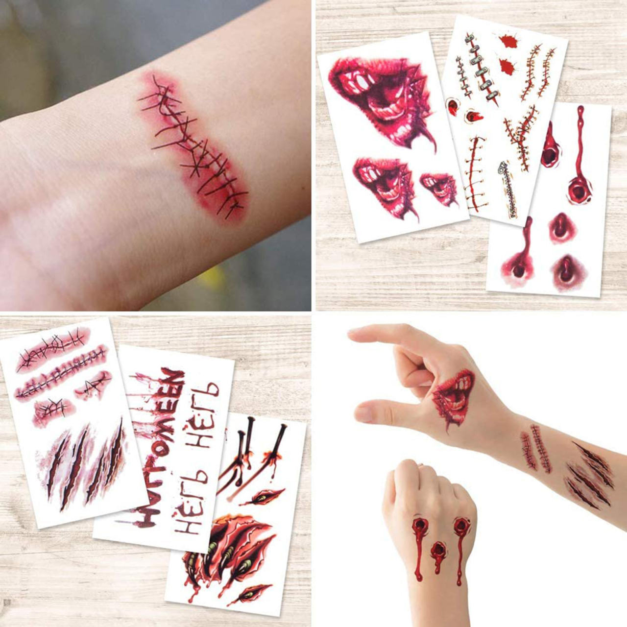 2022 NEW 20 Sheets Halloween Scar Tattoo Stickers Party Funny Scary Bloody  Knife Scar Tattoo Shopee Philippines | Sheets Halloween Temporary Tattoos  Bleeding Wound Fake Scars Blood Stickers 