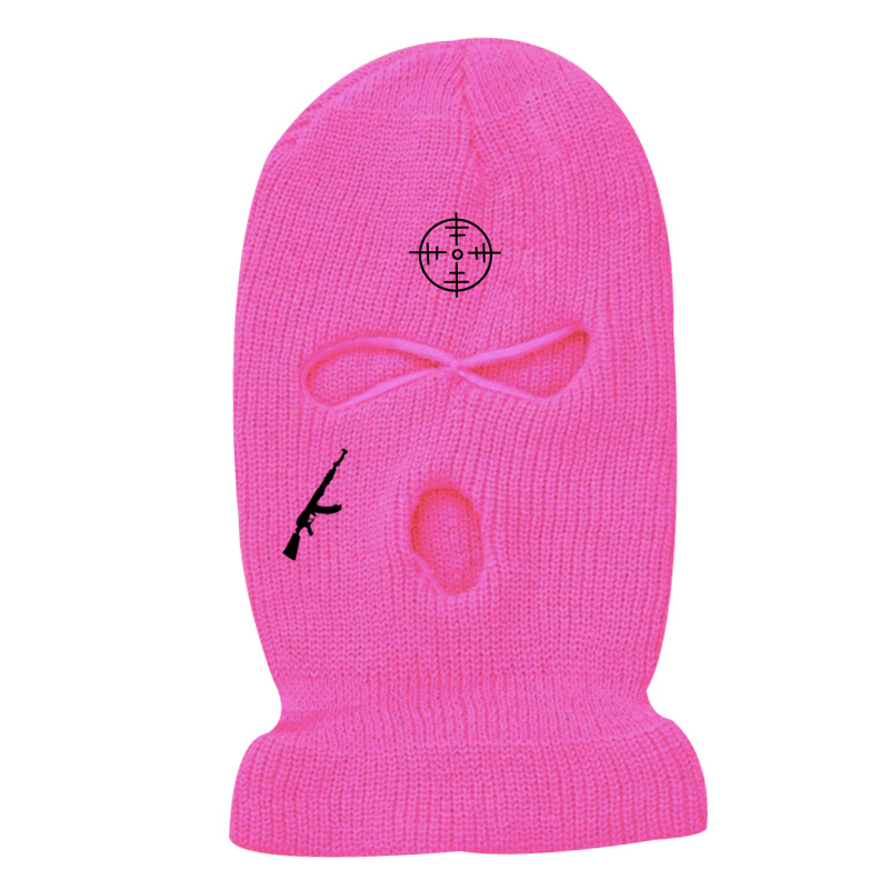 Embroidery Balaclava Full Face Mask Winter Hat for Woman Ski