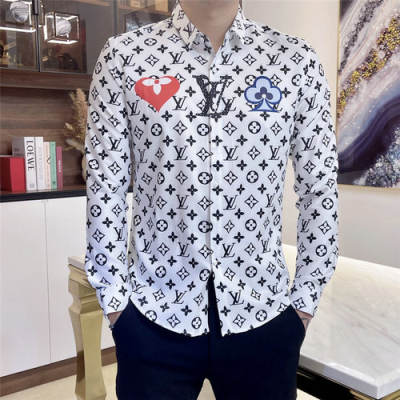 LV original men cotton fashion high-end quality designer long-sleeved shirt  M-3XL