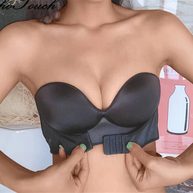 Sexy Front Closure Bras Women Invisible Push Strapless Bra