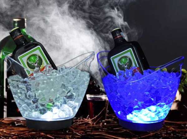 8L Transparent LED Luminous Ice Cube Storage Buckets Barrel Shaped Bar Beer  Bottle Cooler Container Light Up Champagne Wine Hold