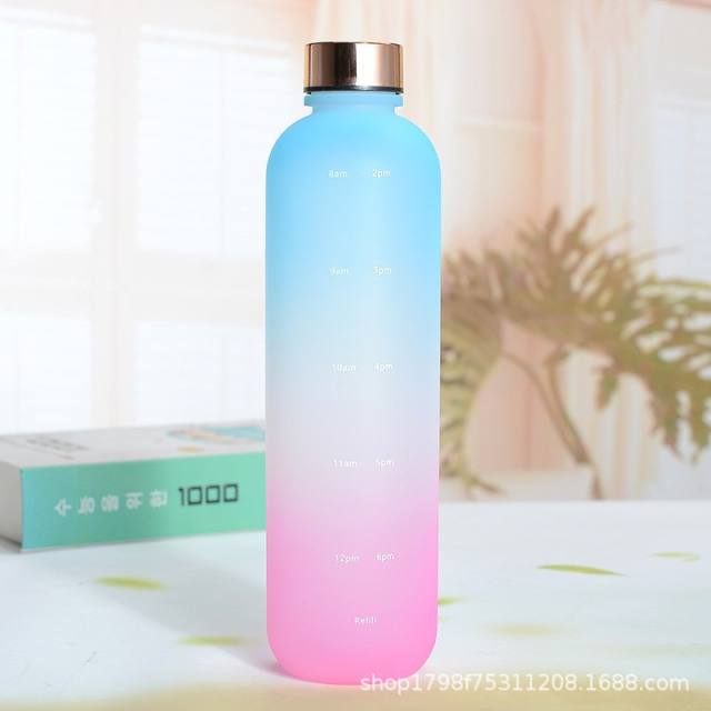 Travel Leakproof Frosted Plastic Water Bottle With Time Marker