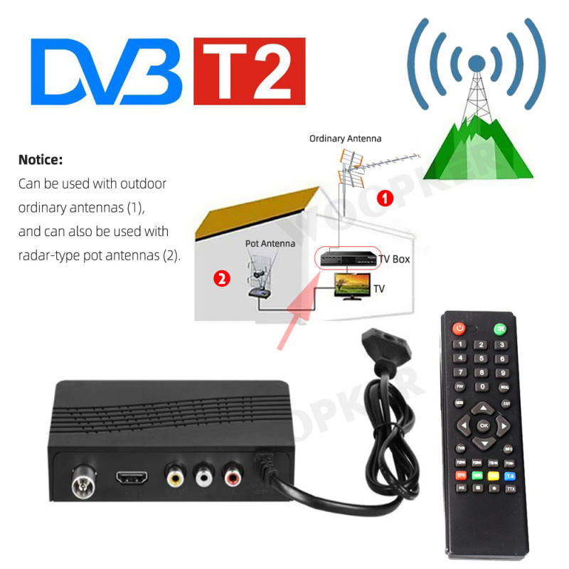 Sintonizador de TV Digital terrestre HD6800 DVB T2 DVB-C HEVC 265, H.265  decodificador HD
