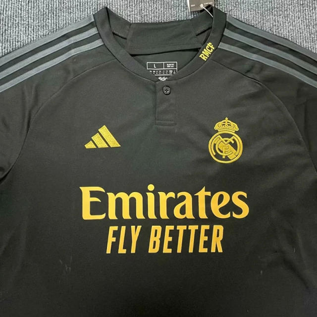 Real Madrid 2023 2024 Third Black Soccer Jerseys 23 24 camiseta de fútbol  adult Football Shirt Top Quality