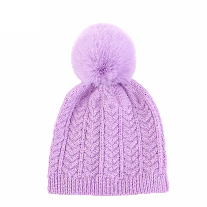 1-6 T Baby Hat Knit Crochet Twist Beanie With Ball Pom Toddler Kid Winter Warm Pompom Headwear Boy Girl Cap Candy Color