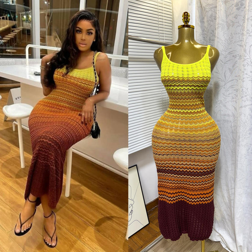 knee length dresses for ladies Backless Maxi Knit Dress – SNIDEL main image 0