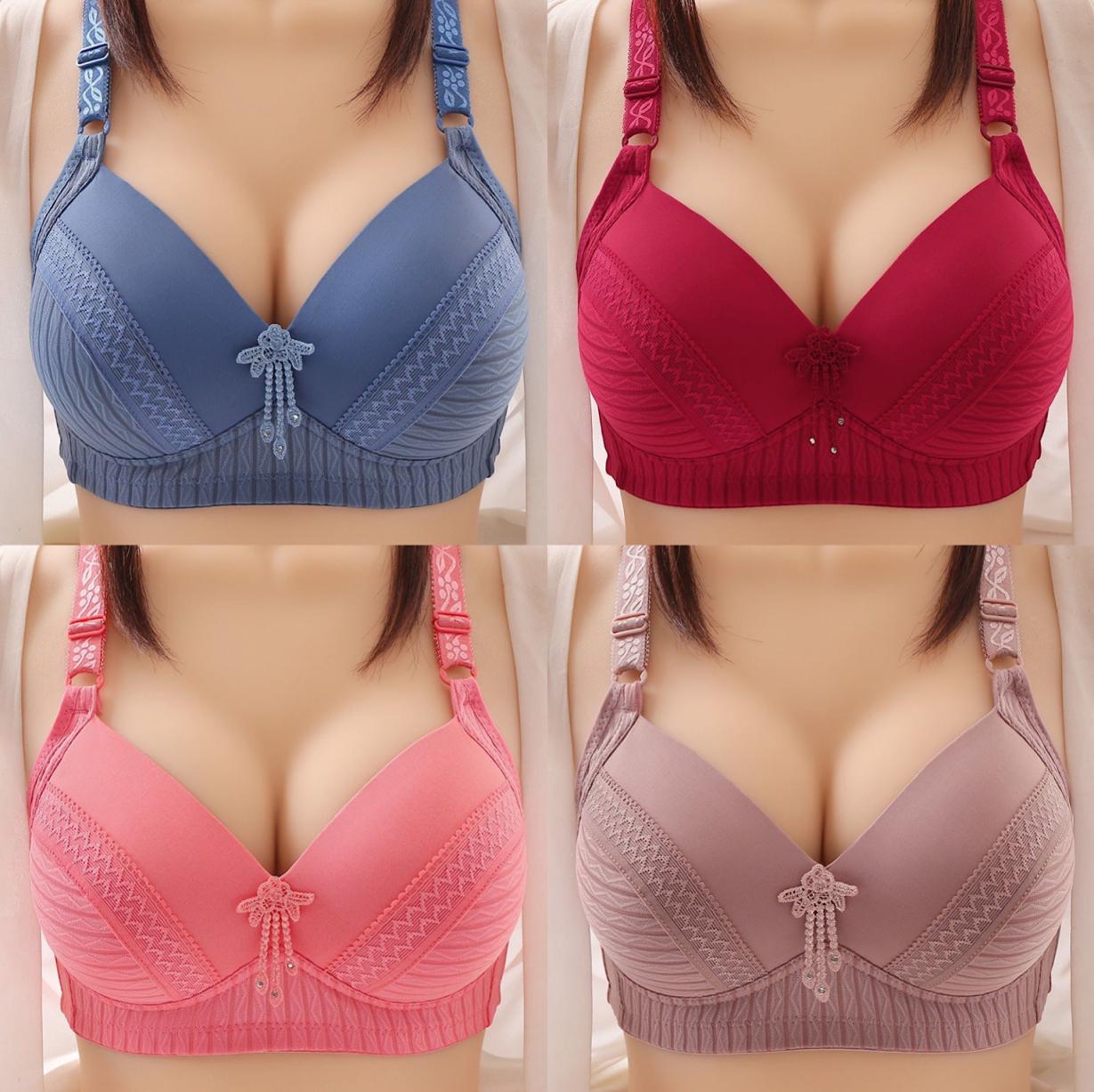 Large bra without steel ring thin collection breast underwear women's non-magnetic  embroidery upper support anti sagging bra