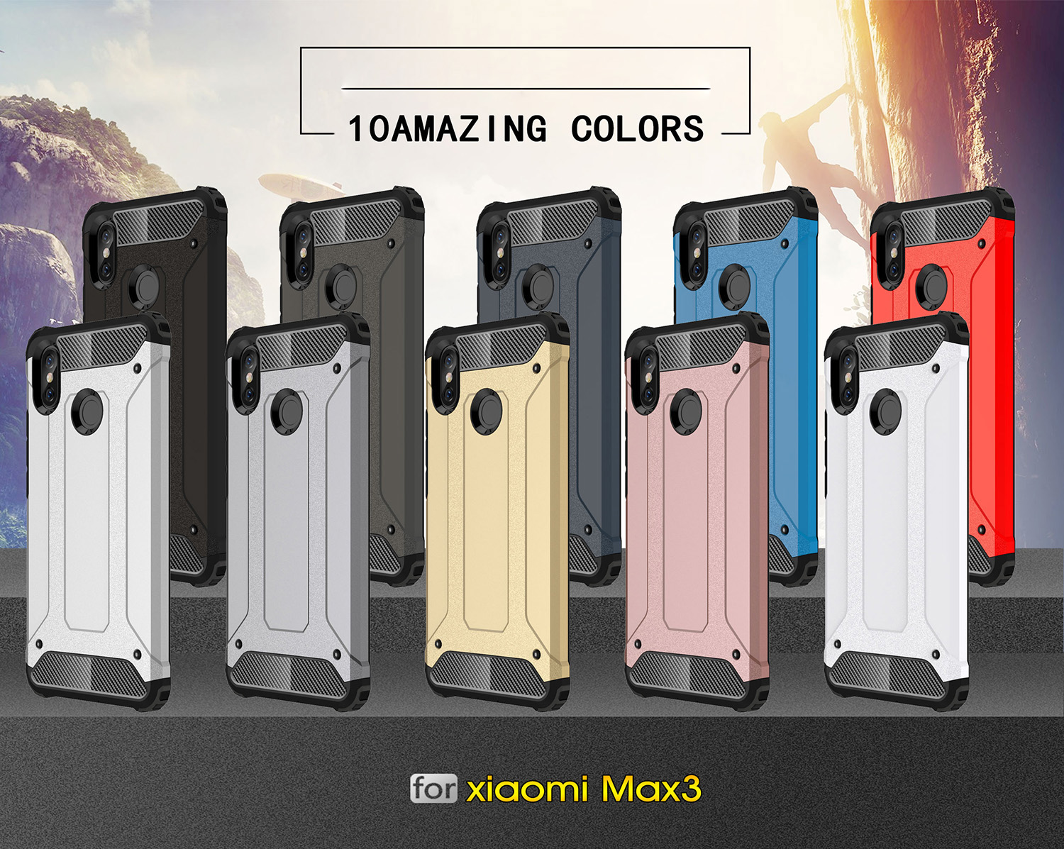 For Xiaomi Mi Max 3 Case Hard PC Soft TPU Silicon Rugged