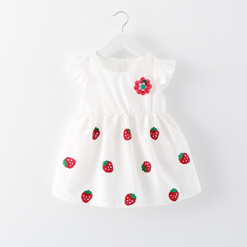 Baby Girl Newborn Toddler Kids Infant Strawberry Flower Dress Summer Clothes Top
