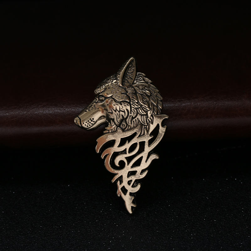 Brand Vintage Gold Silver Brooches for Women Men Lapel Pin Wolf