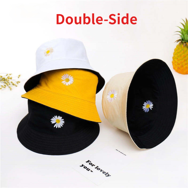 Sunscreen Sun Hat Double-Sided Bucket Hat Daisies Fisherman Cap