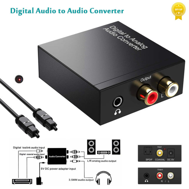 Status renewable resource definite Digital to Analog Audio Converter Optical Fiber Toslink Coaxial Signal to  RCA R/L 3.5mm Jack Adapter Audio Decoder DAC Amplifier