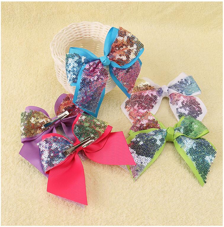 Buy European Children Ribbed Ribbon Sequins Bow Tie Ribbon Hairpin