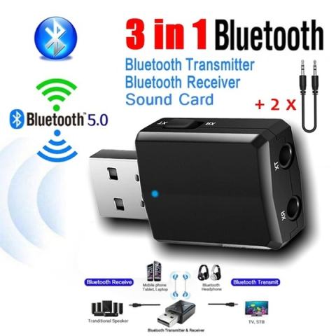 Bluetooth V5.0 Transmitter/Receiver for TV/PC/Radio to Headphones Adapter