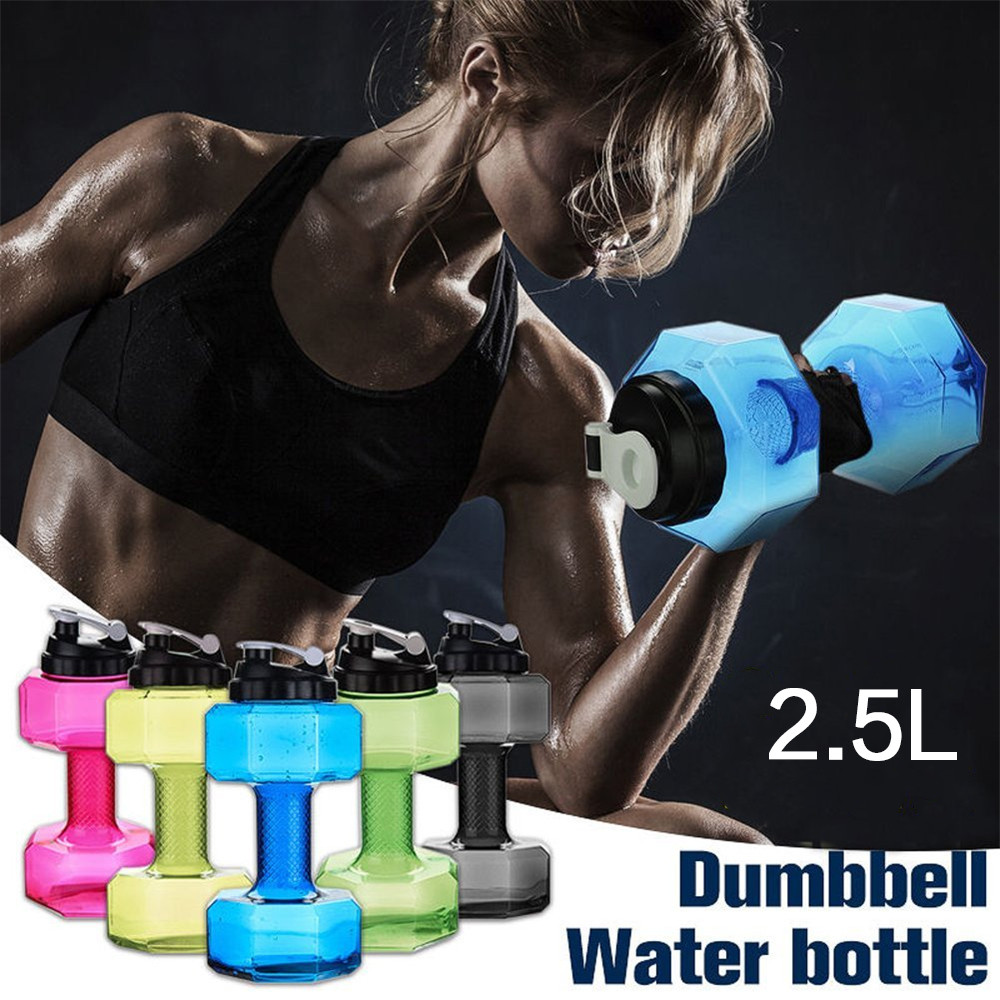2.5L Big Volume Dumbbells Shaped Water Bottle BPA Free Sports Running Gym Kettle 
