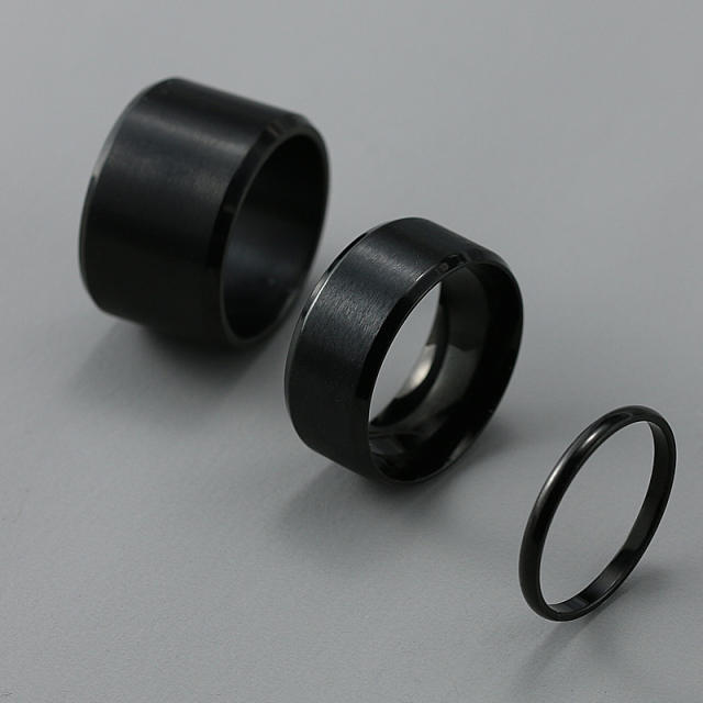 Stainless Steel Aperture Plain Ring Black Ring Unisex Personality