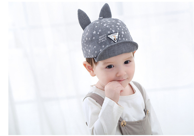 Unisex Children Cotton Cap Dome Cap Adjustable Sun Hat With Rabbit Ears For Boys Girls