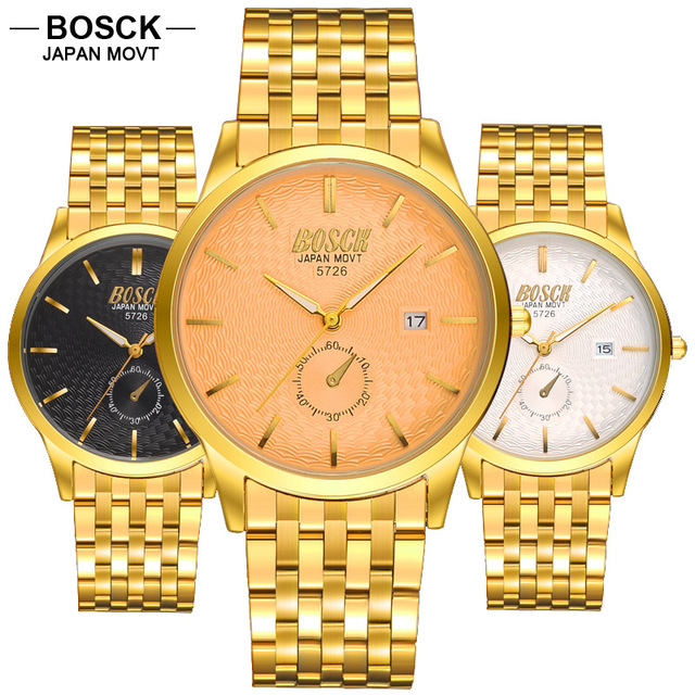 Buy Bosck Fashion Men Quartz Watches Business Gold Watches Men