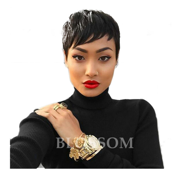 Buy Celebrity Cheap Pixie Cut Human Brazilian Hair Very Short Wig