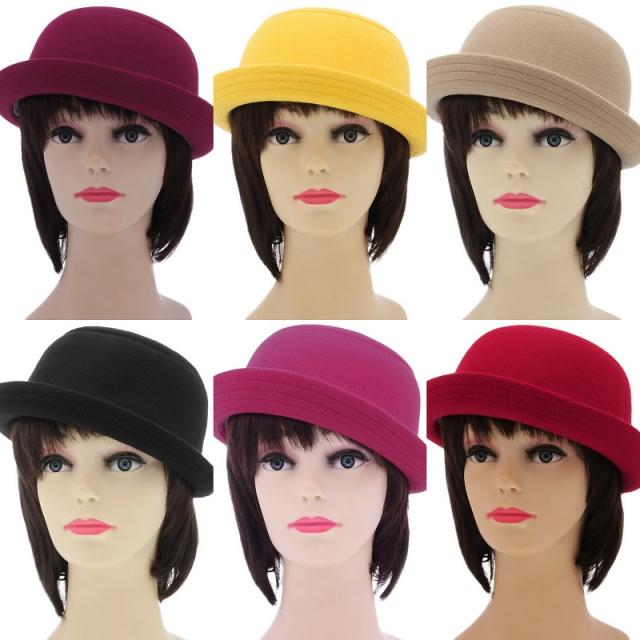 Women Trendy Roll Brim Buckle Bowler Hat Cloche Billycock Women Trendy Roll Brim Buckle Bowler Hat Cloche Billycock