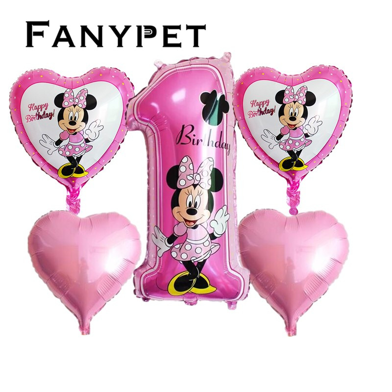5pcs Happy birthday Decoration Balloon Mickey Mouse 18 inch Star Foil Number..