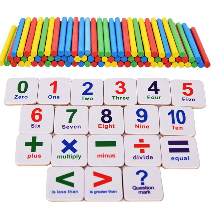 Baby Early Learning Wooden Numbers Stick Mathematics Counting Math Toys