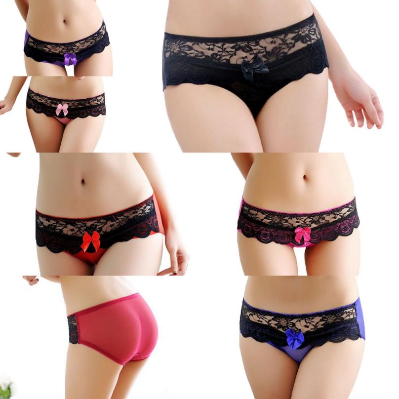 Fashion Ladies Underwear Sexy Lace Panty Ultra-thin Transparent Low-Rise  Briefs