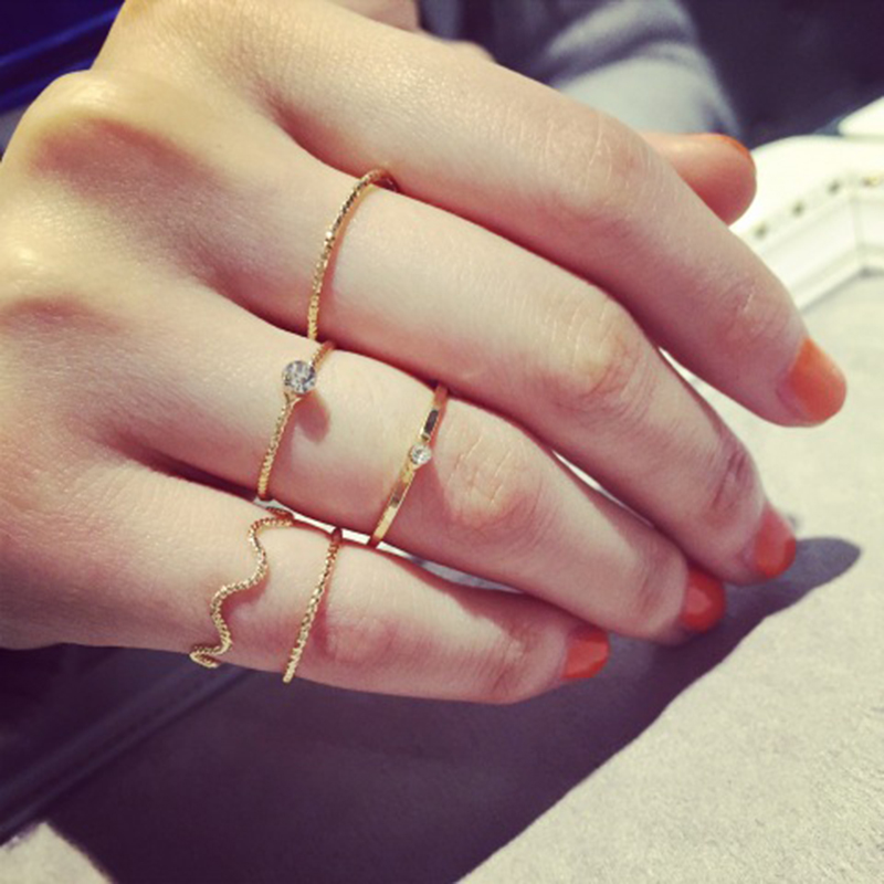 Finger Rings | Ring Set - Punk Simple Gold Color Geometric Cross Ring Set  Women's - Aliexpress