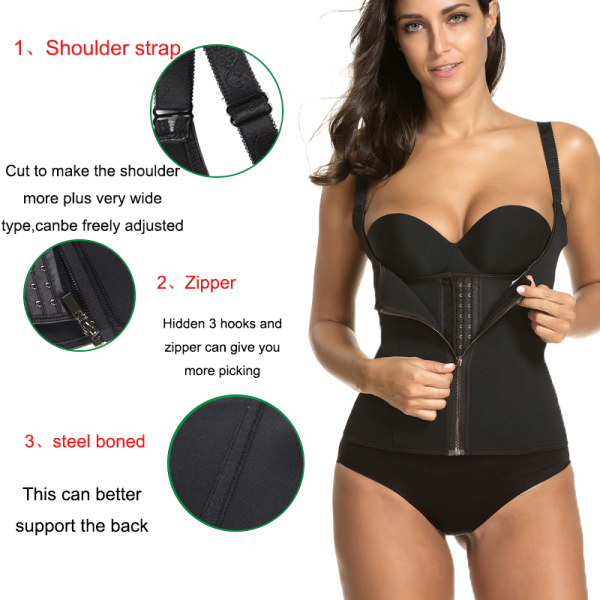 Adjustable Shoulder Strap Waist Trainer Vest Corset Women Zipper