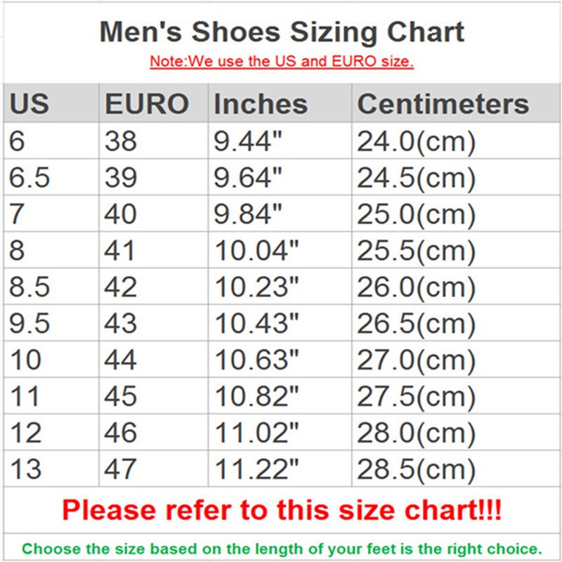 9.5 inches to us shoe size men's