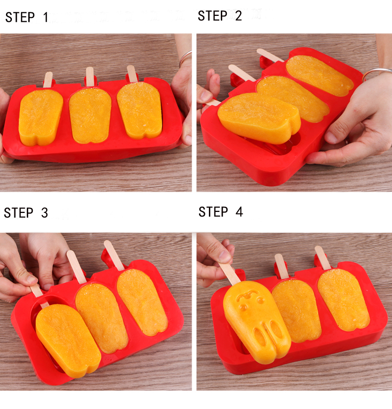 Oval Shape Silicone Ice Cream Mold Popsicle Molds 8 Cavities Ice Tray Cube Tools Frozen Ice Maker Holder