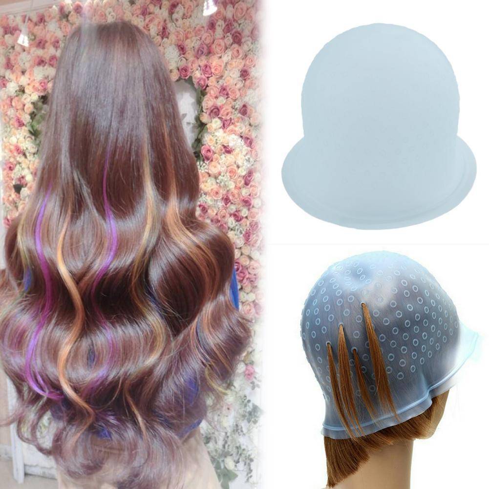 Eruding] Silicone Hair Styling Coloring Cap + Hook Needle Color Dye  Highlighting Dye Cap Hot Sale