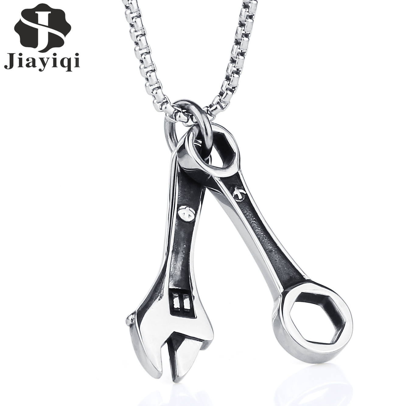 Fashion Men's Stainless Steel Wrench Spanner Pendants Necklace for Men  Jewelry Silver Color Link Chain Punk Gifts